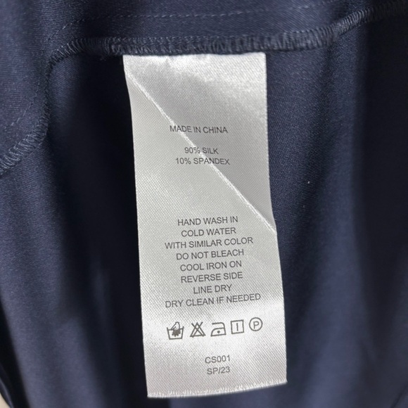 Quince Washable Stretch Silk Tiered Mini Dress Navy Blue sz XL Long Sleeve NWT - Picture 5 of 5